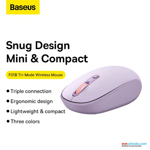  Baseus F01B Creator Tri-Mode Bluetooth & Wireless Mouse Nebula Purple (6M)